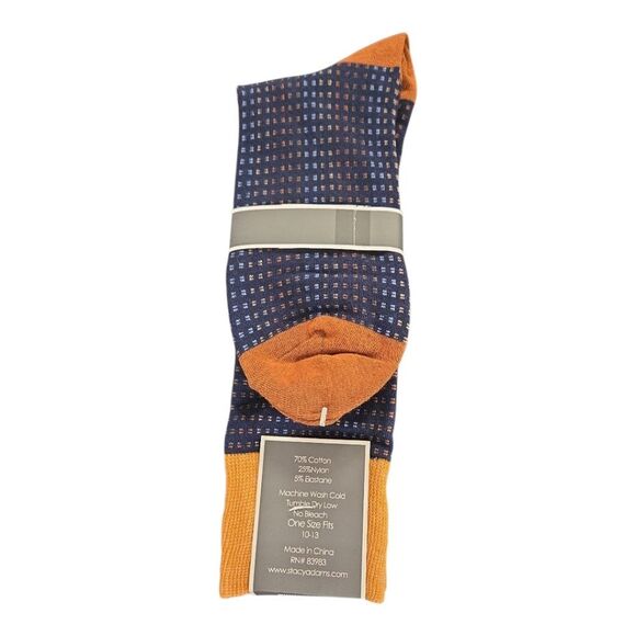 STACY ADAMS MENS MULTI CHECK PATTERN DRESS SOCK. GOLD TAUPE. SAS 340-1 - Picture 2 of 3